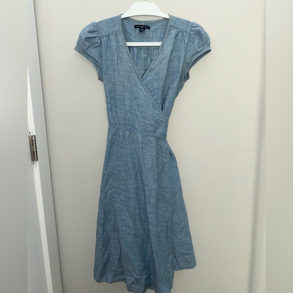 GAP Blue Puff Sleeve Maxi Dress